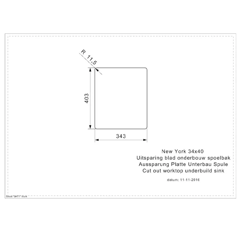 Reginox New York 34x40 Comfort Integrated Stainless Steel Sink