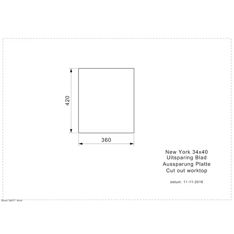 Reginox New York 34x40 Comfort Integrated Stainless Steel Sink