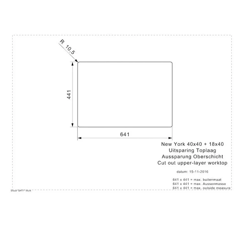 Reginox New York 40x40 + 18x40 Comfort Integrated Stainless Steel Sink