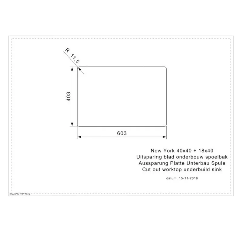 Reginox New York 40x40 + 18x40 Comfort Integrated Stainless Steel Sink