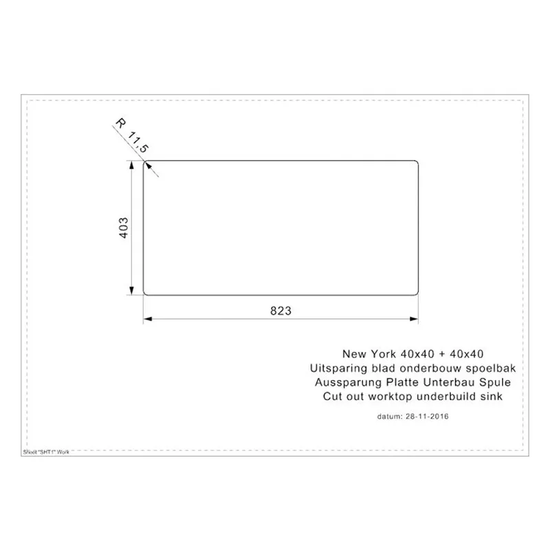 Reginox New York 40x40 + 40x40 Comfort Integrated Stainless Steel Sink