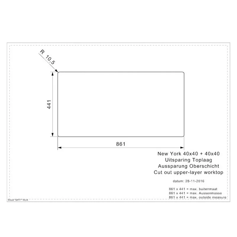 Reginox New York 40x40 + 40x40 Comfort Integrated Stainless Steel Sink
