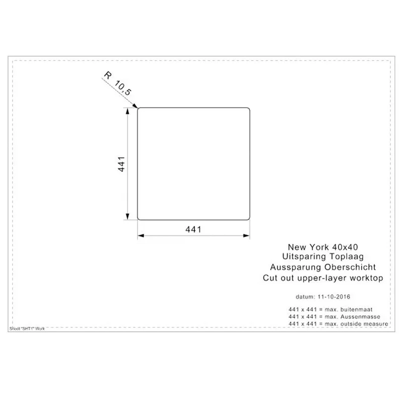 Reginox New York L 40 40x40 Comfort Integrated Stainless Steel Sink