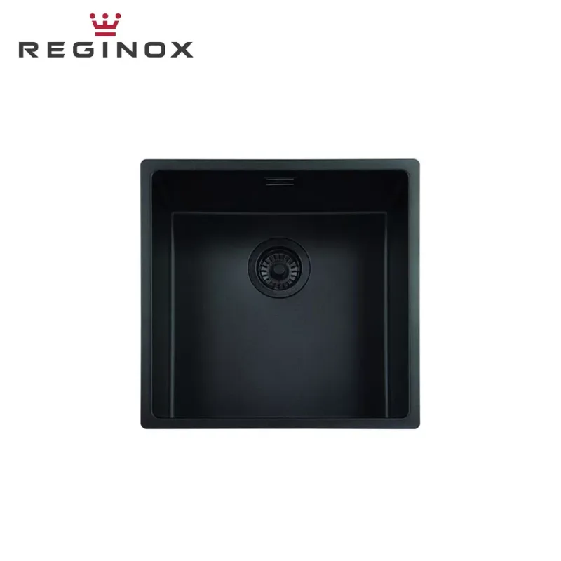 Reginox New York 40x40 Comfort Regi Colour Stainless Steel Sink (Jet Black)
