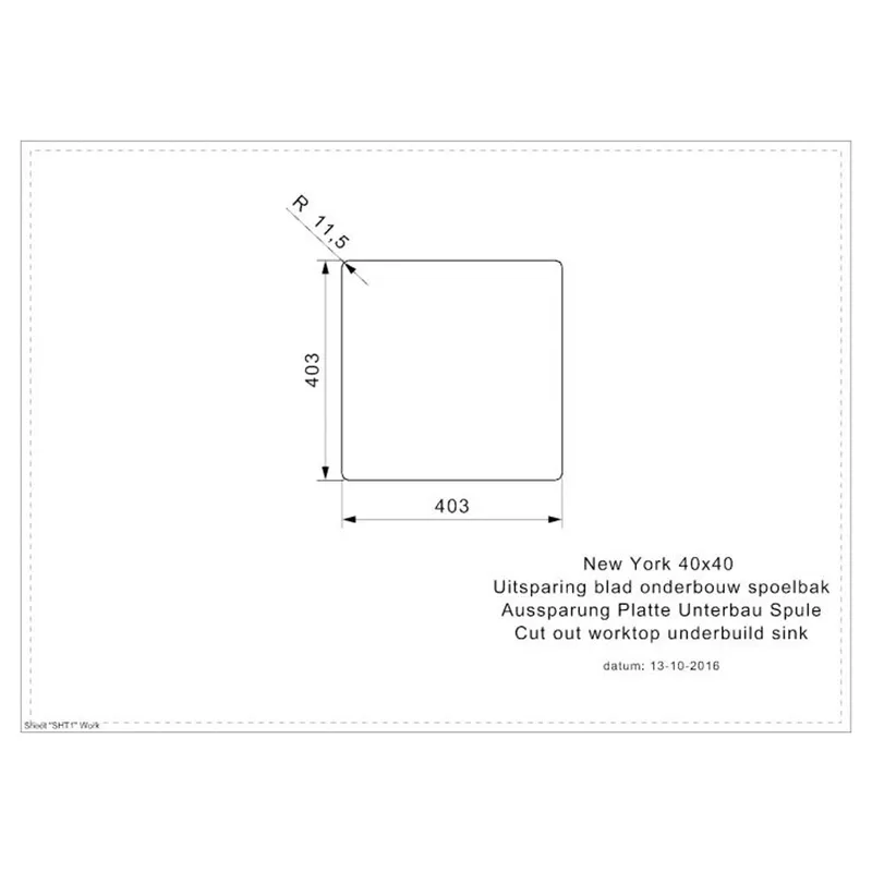Reginox New York 40x40 PVD Integrated Stainless Steel Sink (Copper Rose)