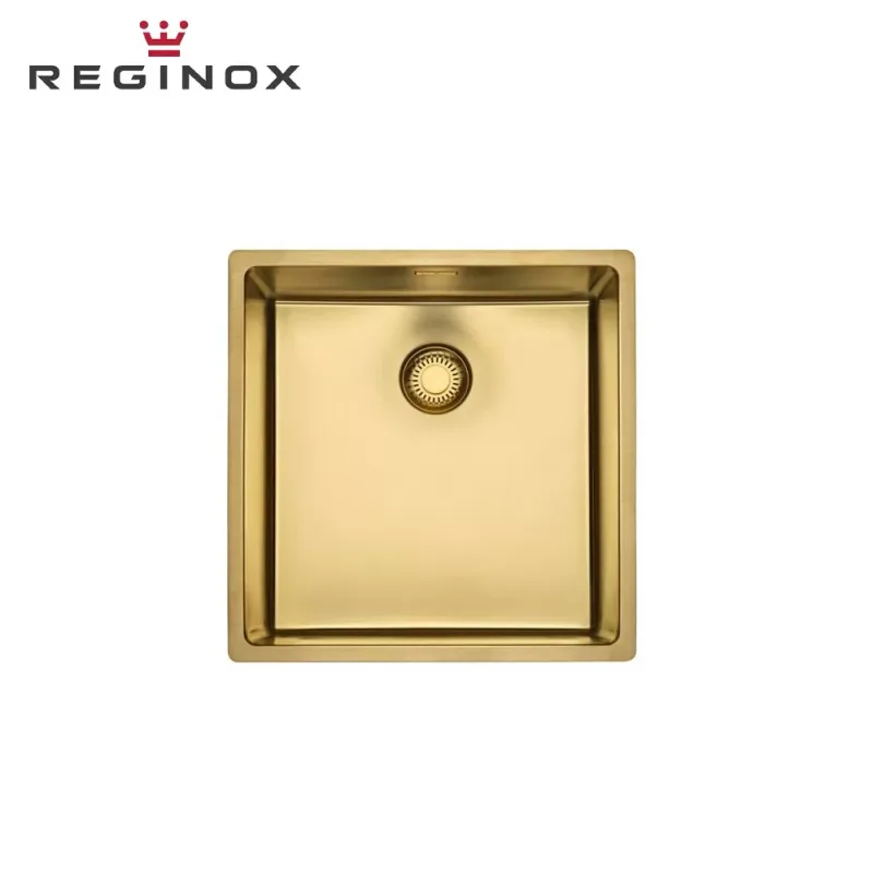 Reginox New York 40x40 PVD Integrated Stainless Steel Sink (Gold Flax)