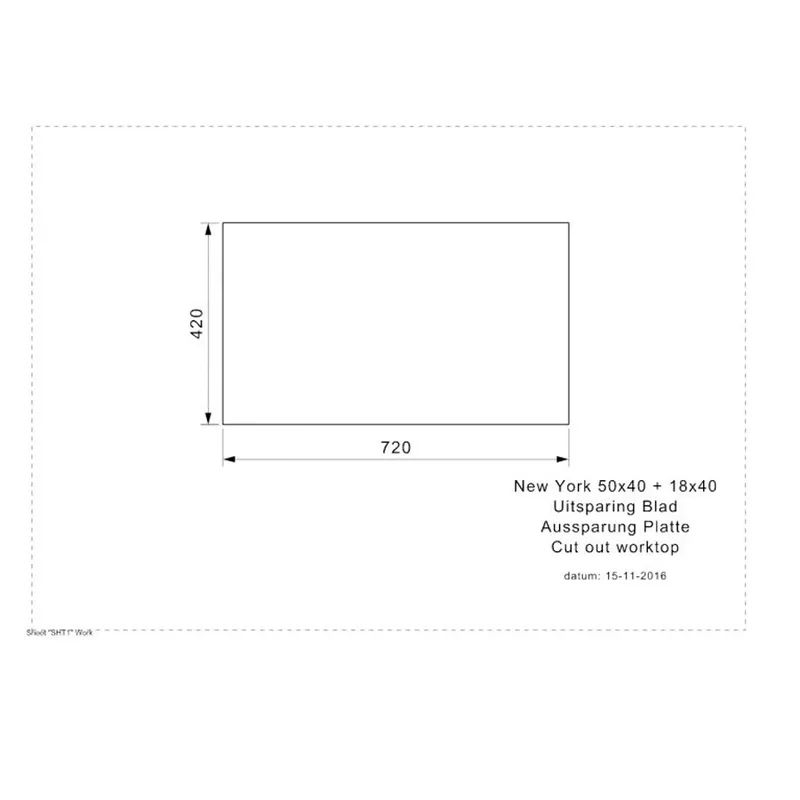 Reginox New York 50x40 + 18x40 Comfort Integrated Stainless Steel Sink