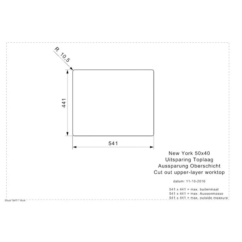 Reginox New York L 50 50x40 Comfort Integrated Stainless Steel Sink