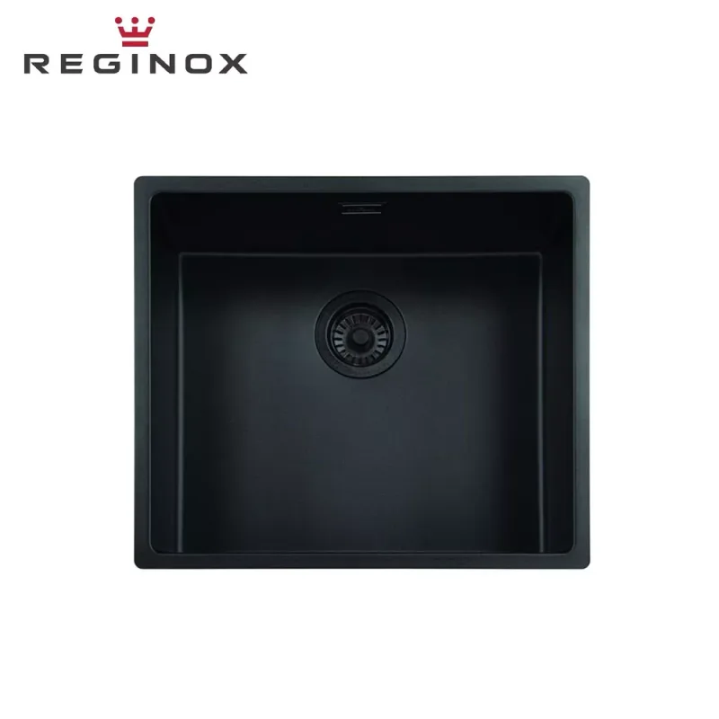 Reginox New York 50x40 Comfort Regi Colour Stainless Steel Sink (Jet Black)