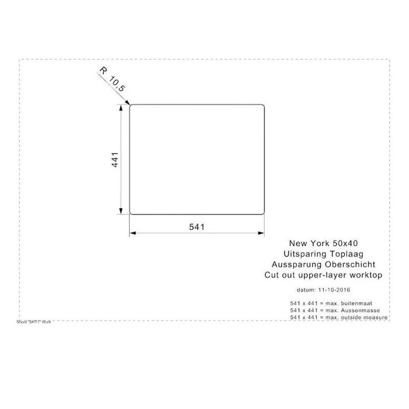 Reginox New York 50x40 PVD Integrated Stainless Steel Sink (Copper Rose)