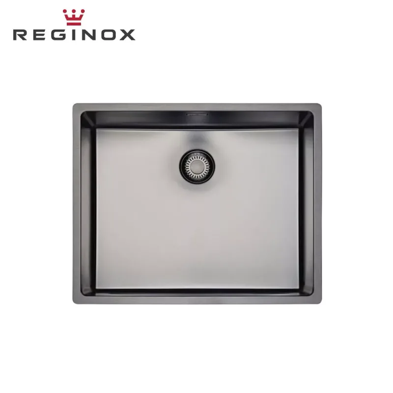 Reginox New York 50x40 PVD Integrated Stainless Steel Sink (Gun Metal Silver)