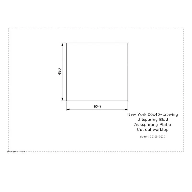 Reginox New York 50x40 Tapwing Comfort Integrated Stainless Steel Sink