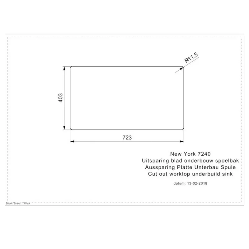 Reginox New York 72x40 OKG Integrated Stainless Steel Sink