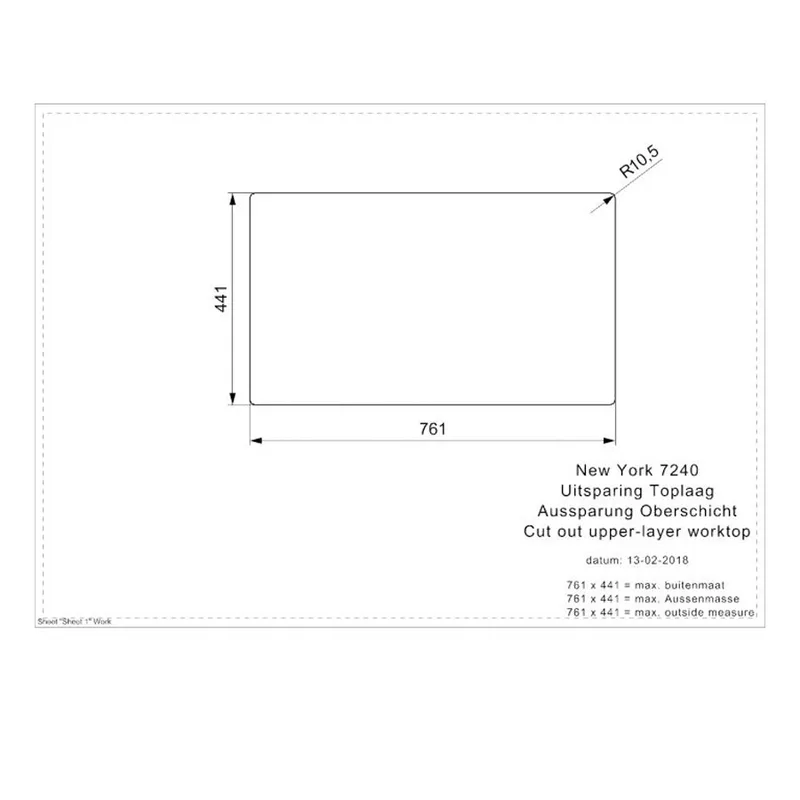 Reginox New York 72x40 OKG Integrated Stainless Steel Sink