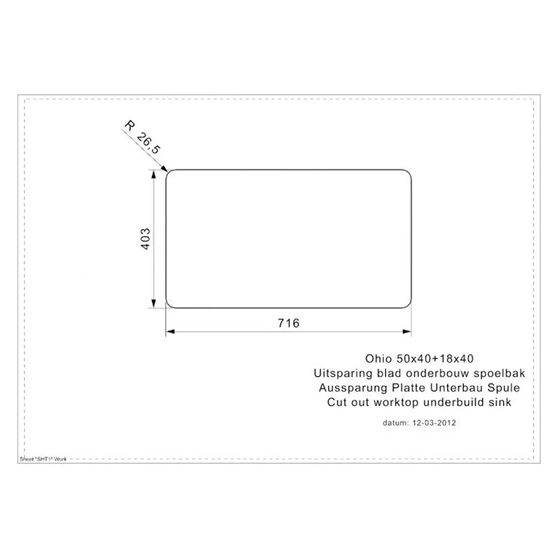 Reginox Ohio 18x40 + 50x40 OKG Integrated Stainless Steel Sink