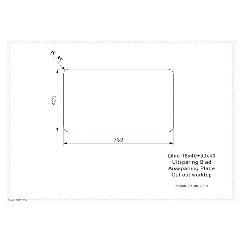 Reginox Ohio 18x40 + 50x40 OKG Integrated Stainless Steel Sink