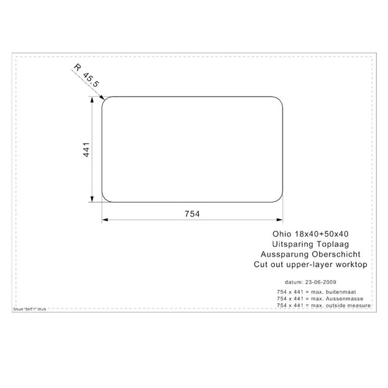 Reginox Ohio 18x40 + 50x40 OKG Integrated Stainless Steel Sink