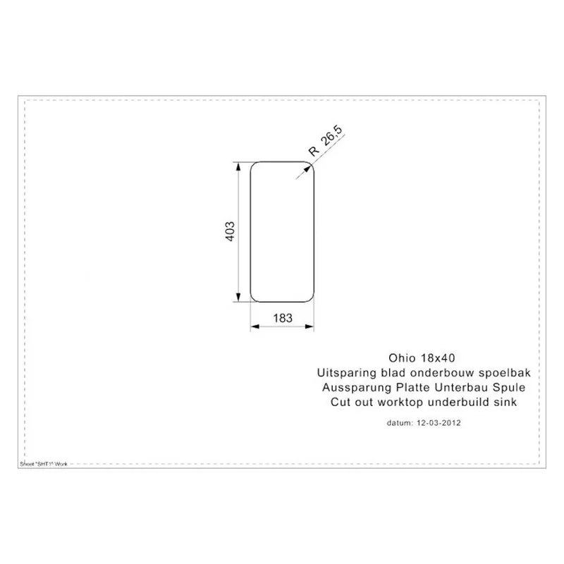 Reginox Ohio 18x40 OKG Integrated Stainless Steel Sink