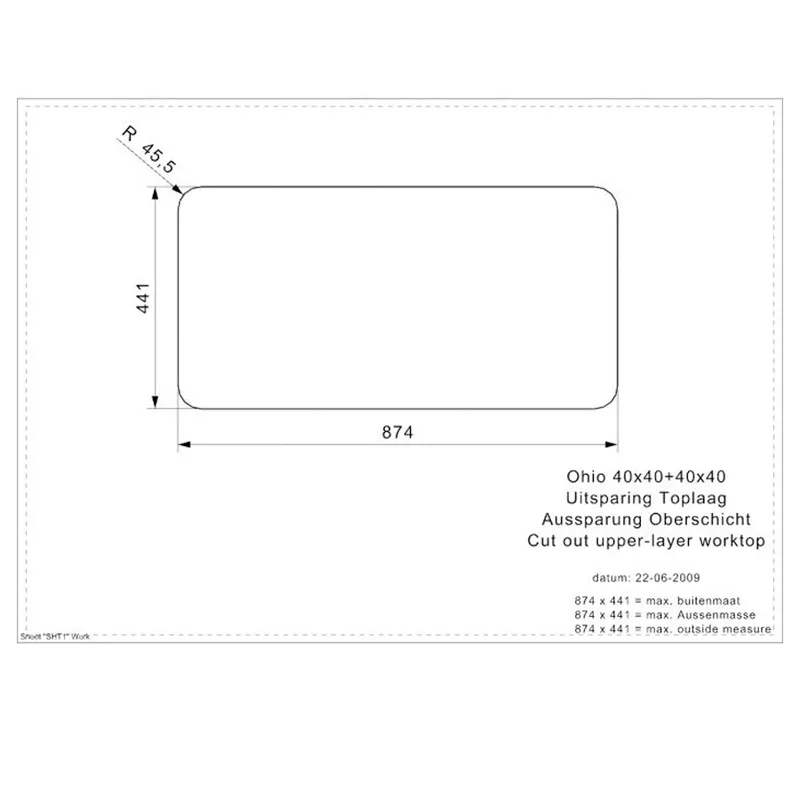Reginox Ohio 40x40 + 40x40 OKG Integrated Stainless Steel Sink