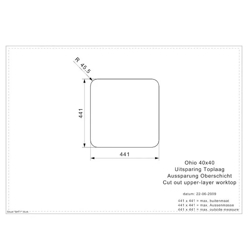 Reginox Ohio 40x40 OKG Integrated Stainless Steel Sink