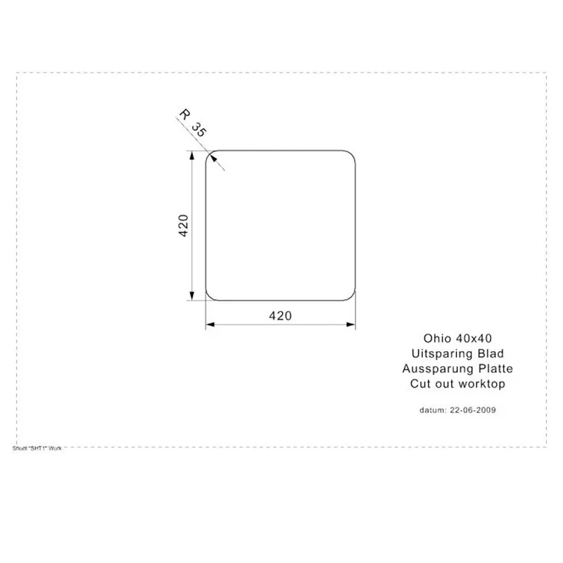 Reginox Ohio 40x40 OKG Integrated Stainless Steel Sink