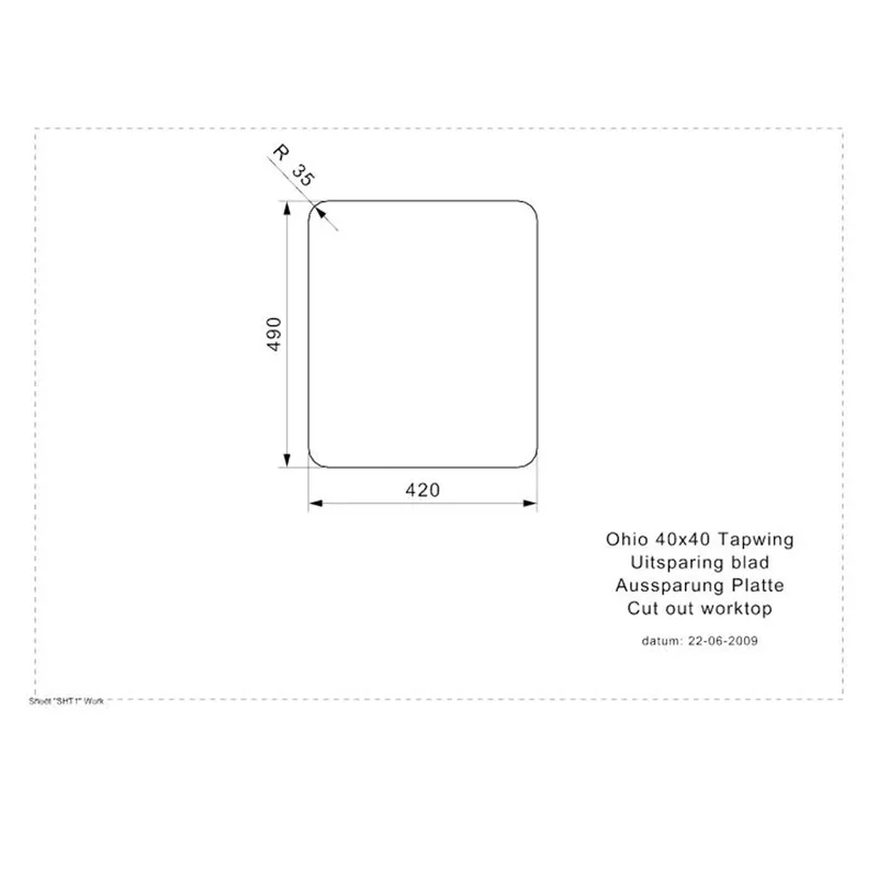 Reginox Ohio 40x40 OKG Tapwing Integrated Stainless Steel Sink