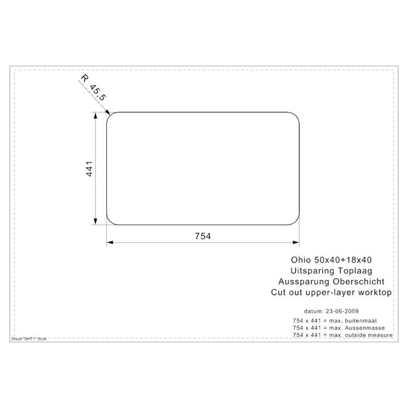 Reginox Ohio 50x40 + 18x40 OKG Integrated Stainless Steel Sink