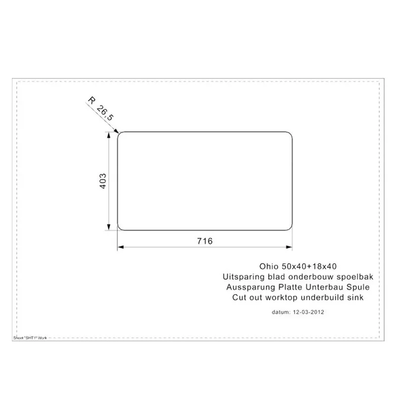 Reginox Ohio 50x40 + 18x40 OKG Integrated Stainless Steel Sink