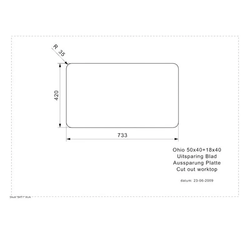 Reginox Ohio 50x40 + 18x40 OKG Integrated Stainless Steel Sink