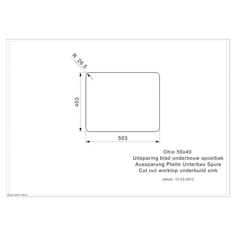 Reginox Ohio 50x40 OKG Integrated Stainless Steel Sink