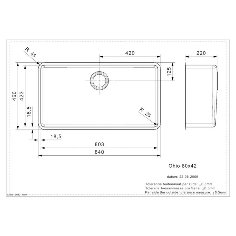 Reginox Ohio 80x42 OKG Integrated Stainless Steel Sink