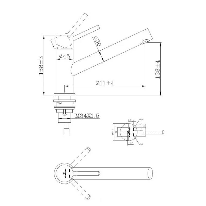 Reginox Oxon Sink Mixer (Stainless Steel)