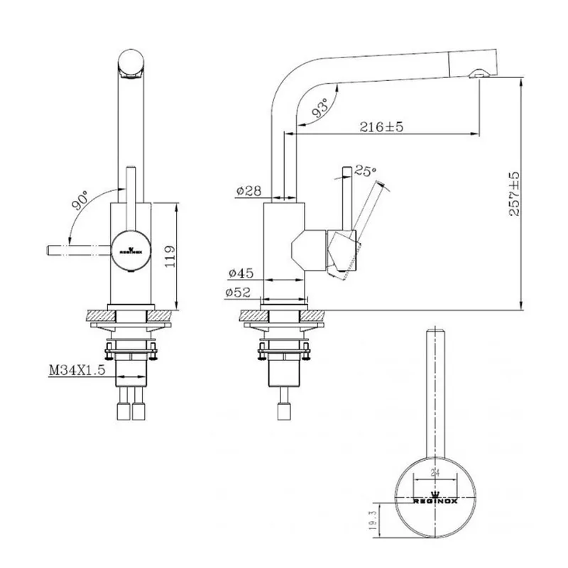 Reginox Somo Sink Mixer (Stainless Steel)