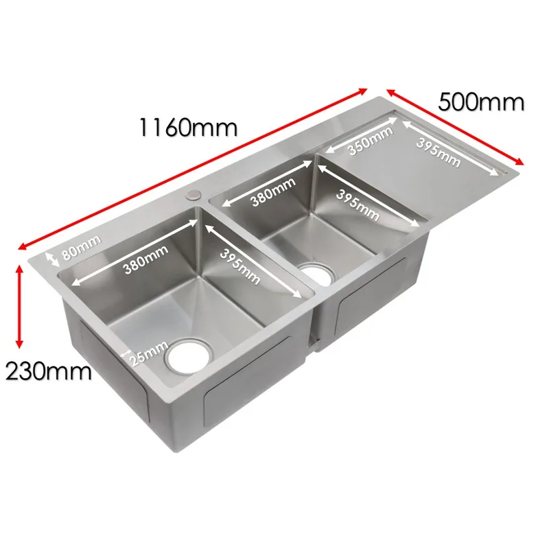 Bacera SS11650-2B1D Stainless Steel Sink