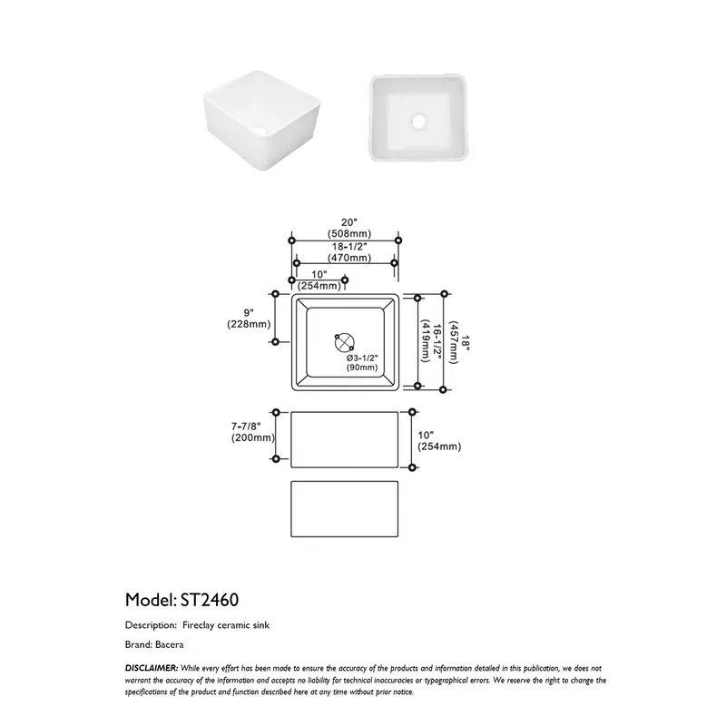 ST2460 Fireclay Farmhouse Sink