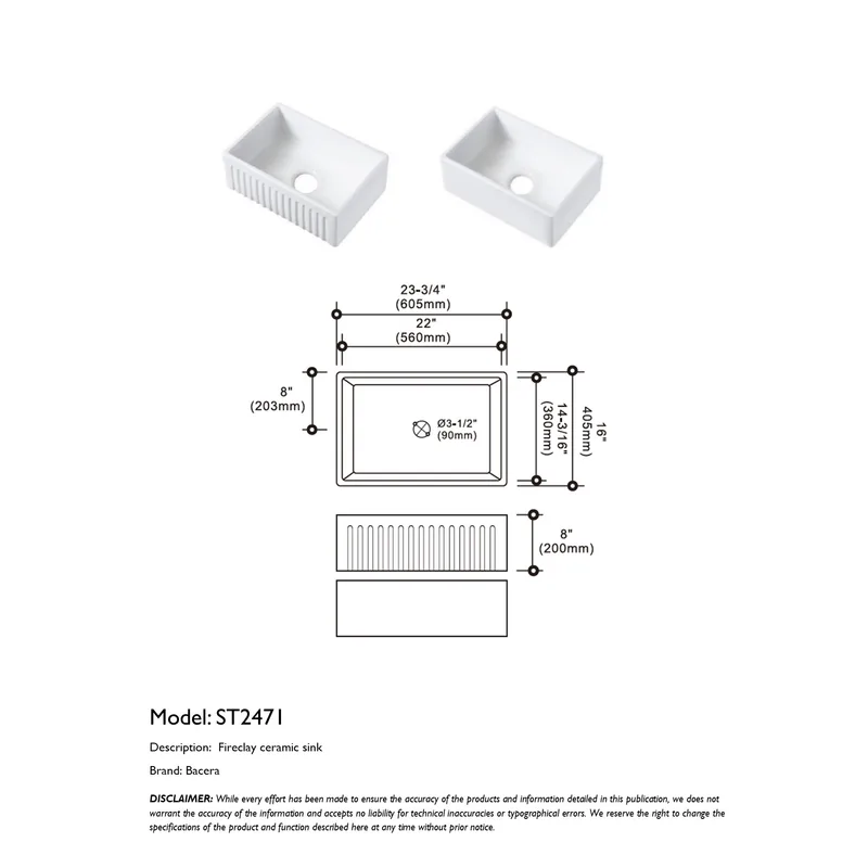 ST2471 Fireclay Farmhouse Sink
