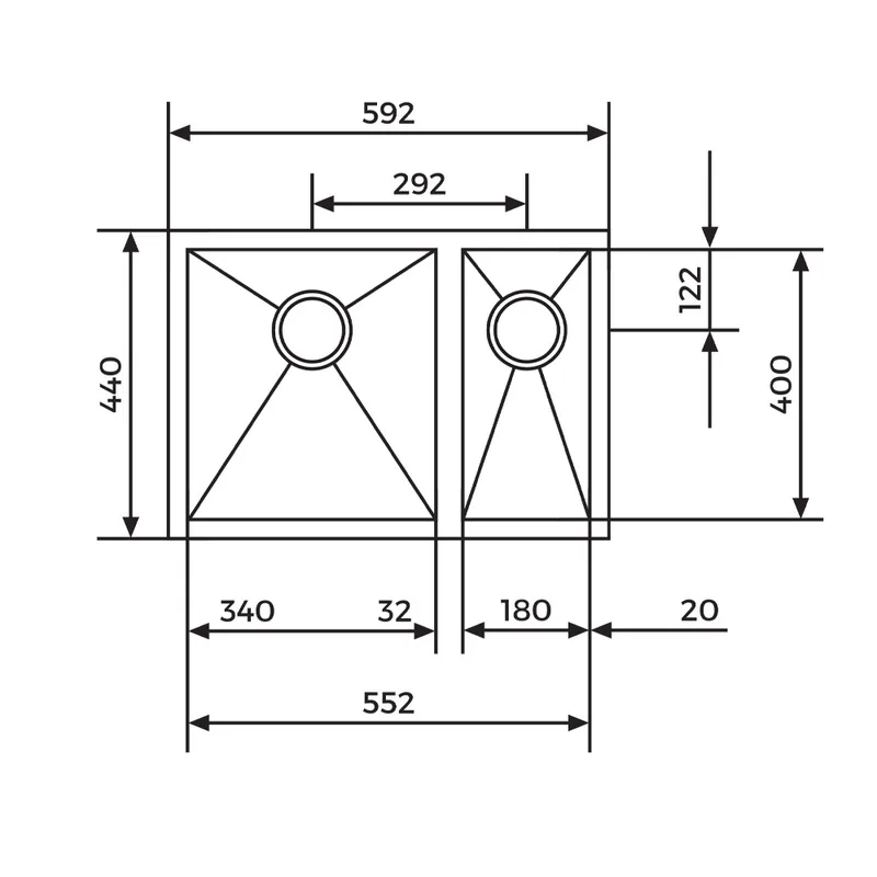 Teka Linea 340.400/180.400 Undermount Stainless Steel Kitchen Sink