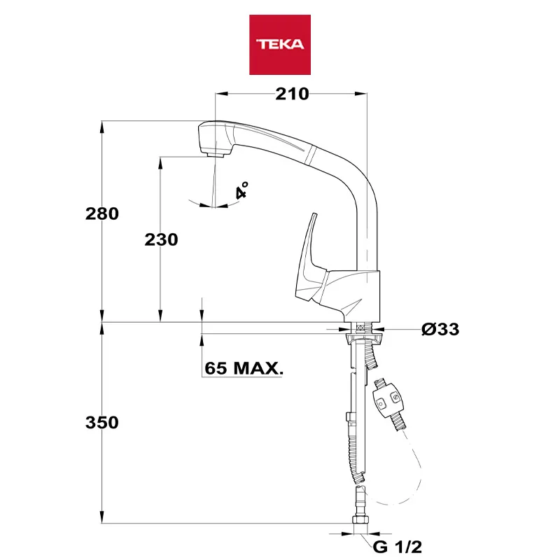 Teka MB2-HIGH Pull-Out Kitchen Sink Mixer