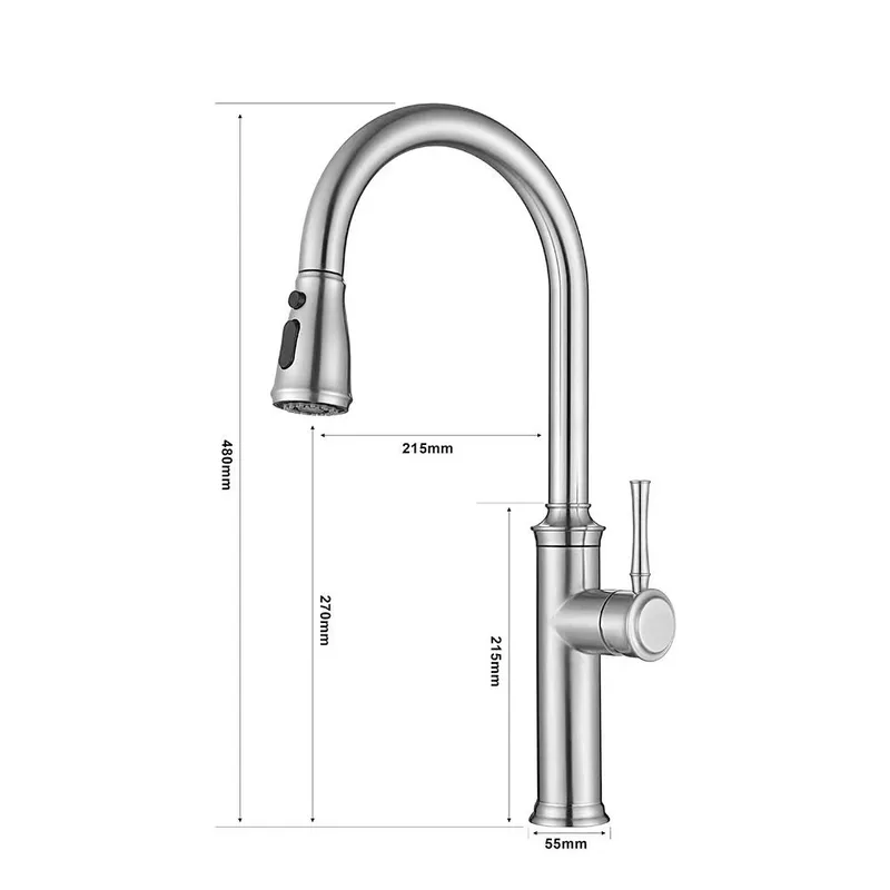 Tuscani TK124PO-BR Pull-Out Sink Mixer (Brush)