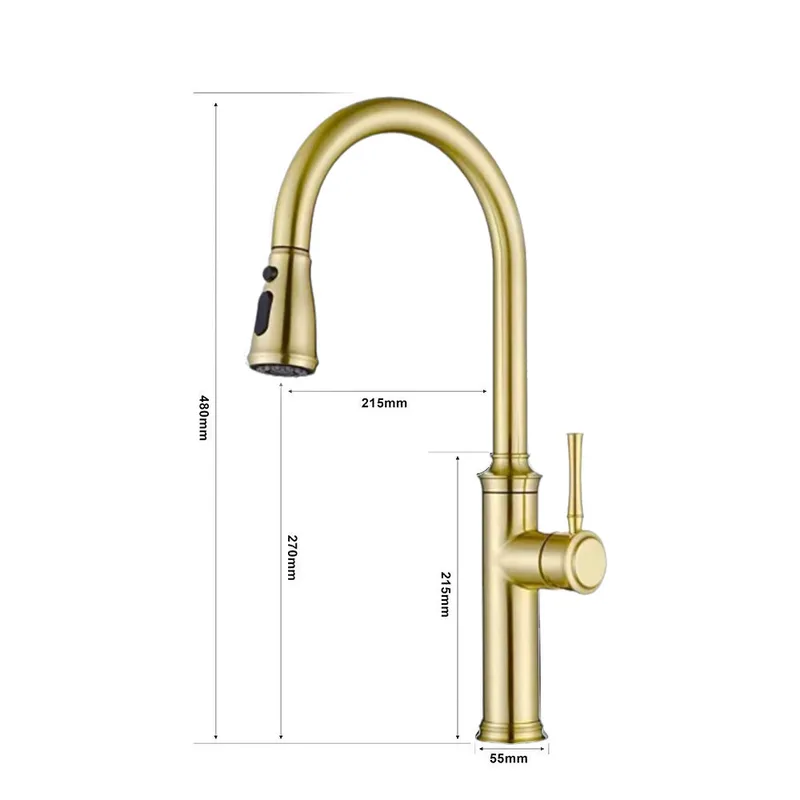 Tuscani TK124PO-MG Pull-Out Sink Mixer (Matt Gold)