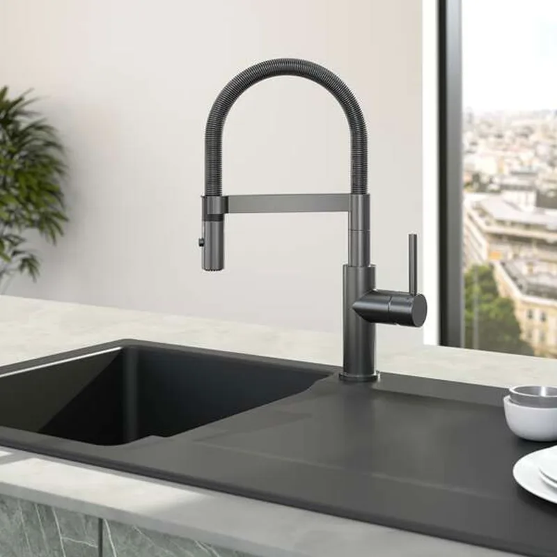 Villeroy & Boch Steel Expert Compact 92730005 Stainless Steel Sink Mixer (Anthracite)