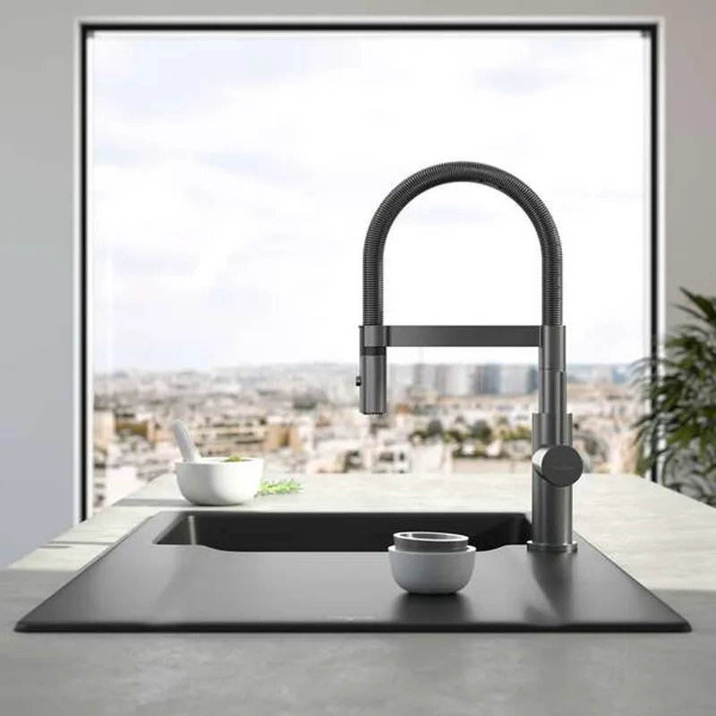 Villeroy & Boch Steel Expert Compact 92730005 Stainless Steel Sink Mixer (Anthracite)