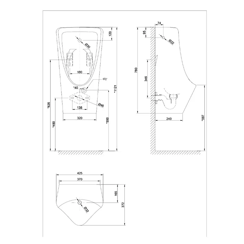 American Standard CCAS6519-3130410F0 Lynbrook Sensor Wall Hung Urinal Bowl