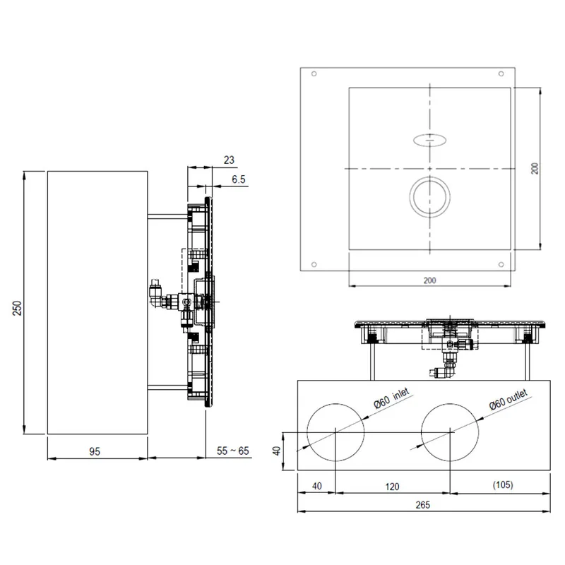 AWS 710ACL-TL Recessed Box Type Lock-Free Trimless Sensor WC Flush Valve c/w Manual Bypass