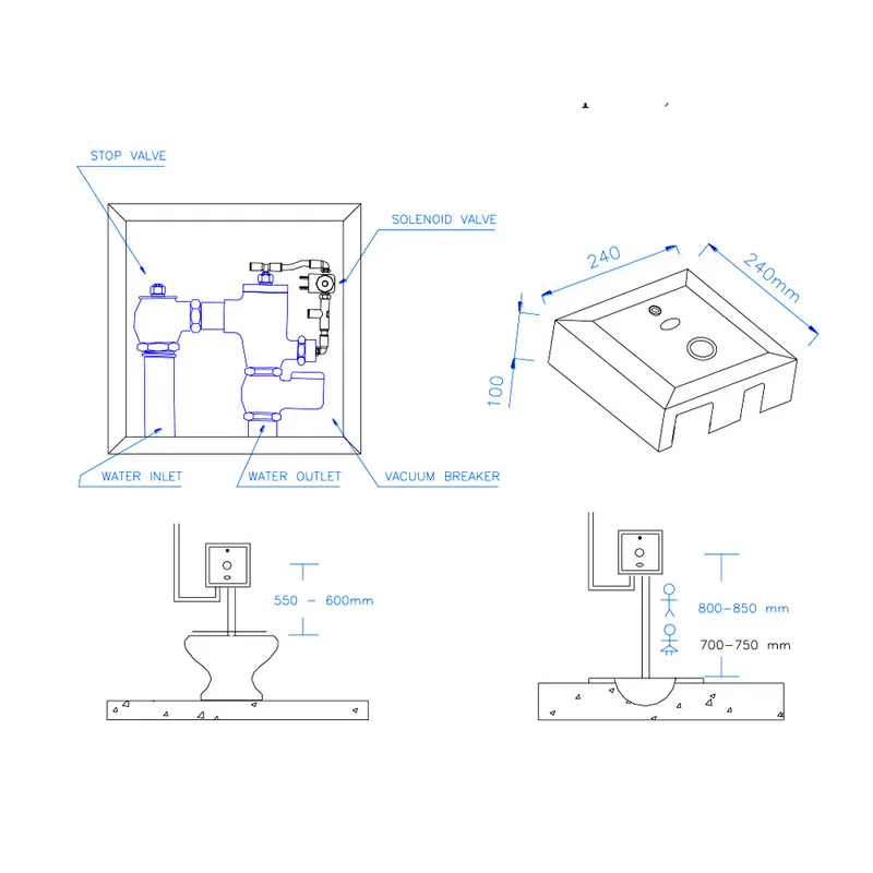 AWS 710AEL Exposed Sensor WC Flush Valve with Manual Bypass c/w Cam Lock (Hydraulic)