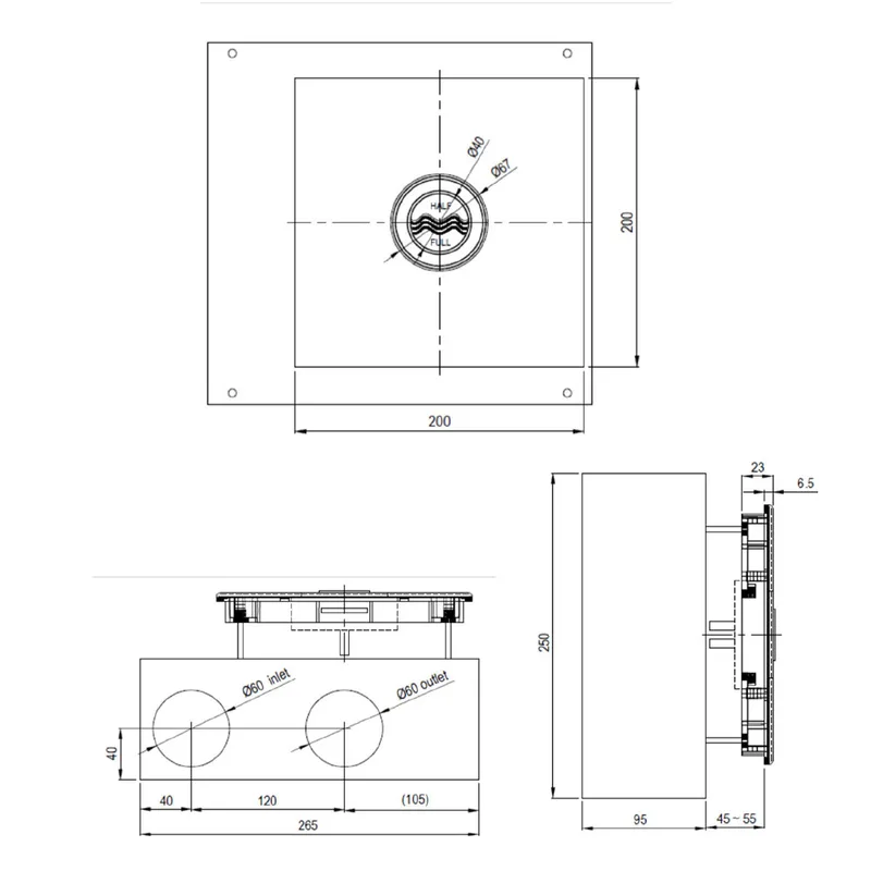 AWS 711-ACMD-TL Lock-Free Trimless Recessed LED WC Dual Flush Sensor Flush Valve w Manual Bypass