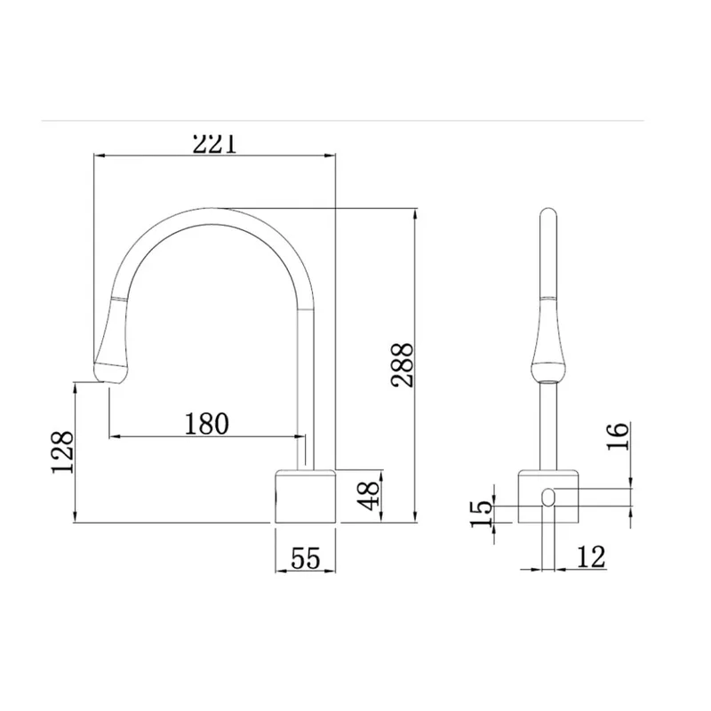 AWS 807 Lotus-S Deck Mount Sensor Tap (Matt Black)