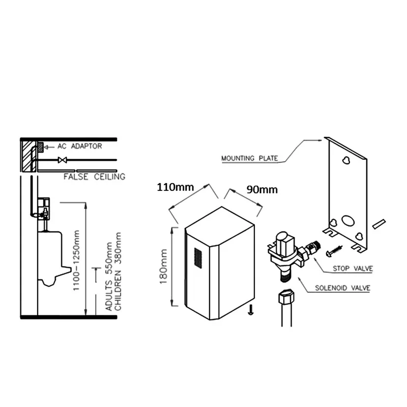 AWS 810-AEE Exposed Sensor Urinal Flush Valve c/w Bypass