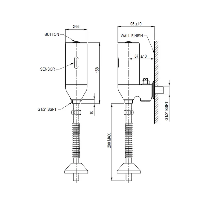 AWS 818-BEX Exposed Sensor Urinal Flush Valve with Manual Override