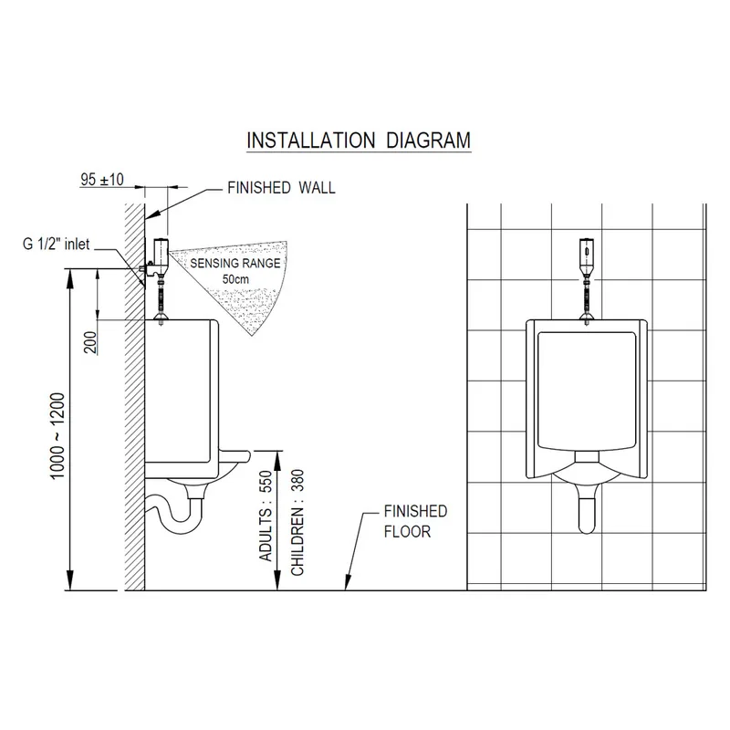 AWS 818-BEX Exposed Sensor Urinal Flush Valve with Manual Override